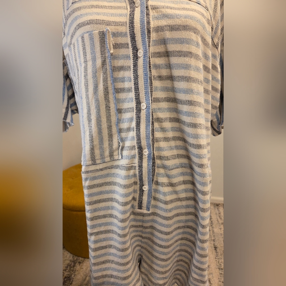Free People Striped Button-Up Romper Size M. - Picture 5 of 15